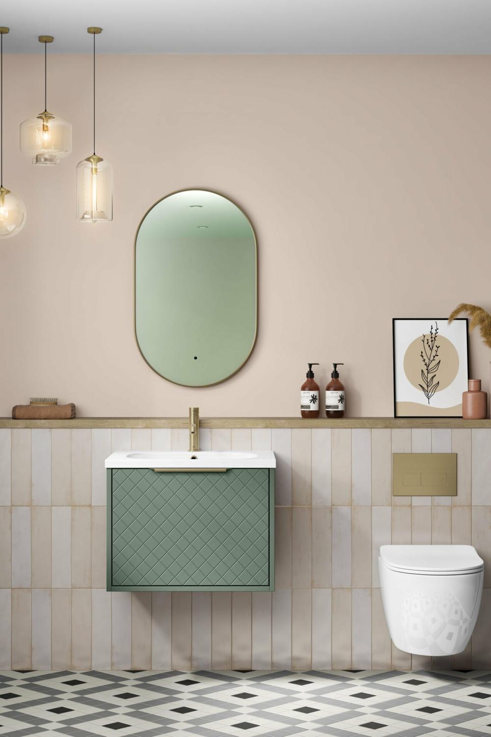 Baño contemporáneo con estética natural y cálida