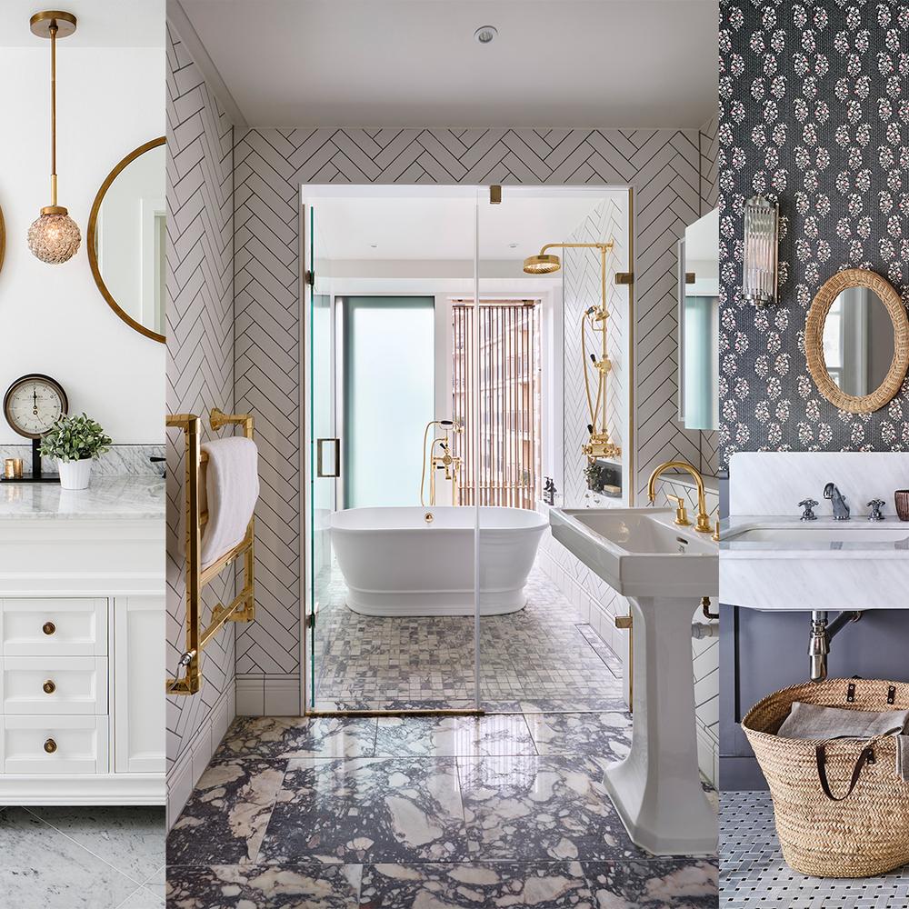 Baño elegante y sofisticado con detalles en mármol gris