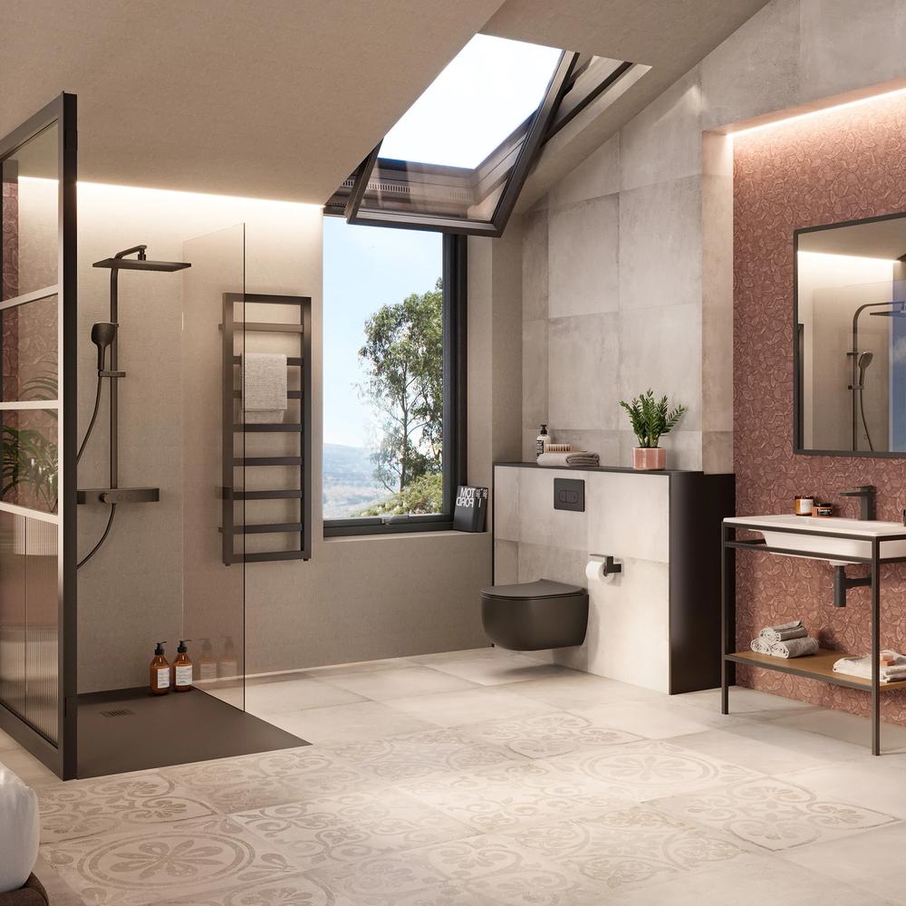 Baño industrial con un diseño minimalista que invita a la paz
