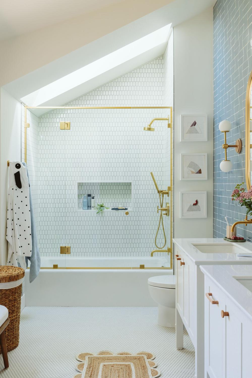 A vibrant kids' bathroom filled with lively colors and playful patterns for a joyful atmosphere.