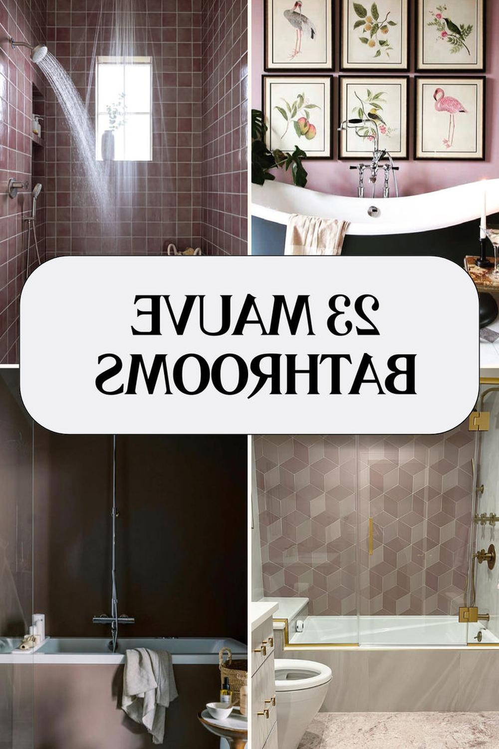 A minimalistic mauve bathroom spa with unique tile designs.