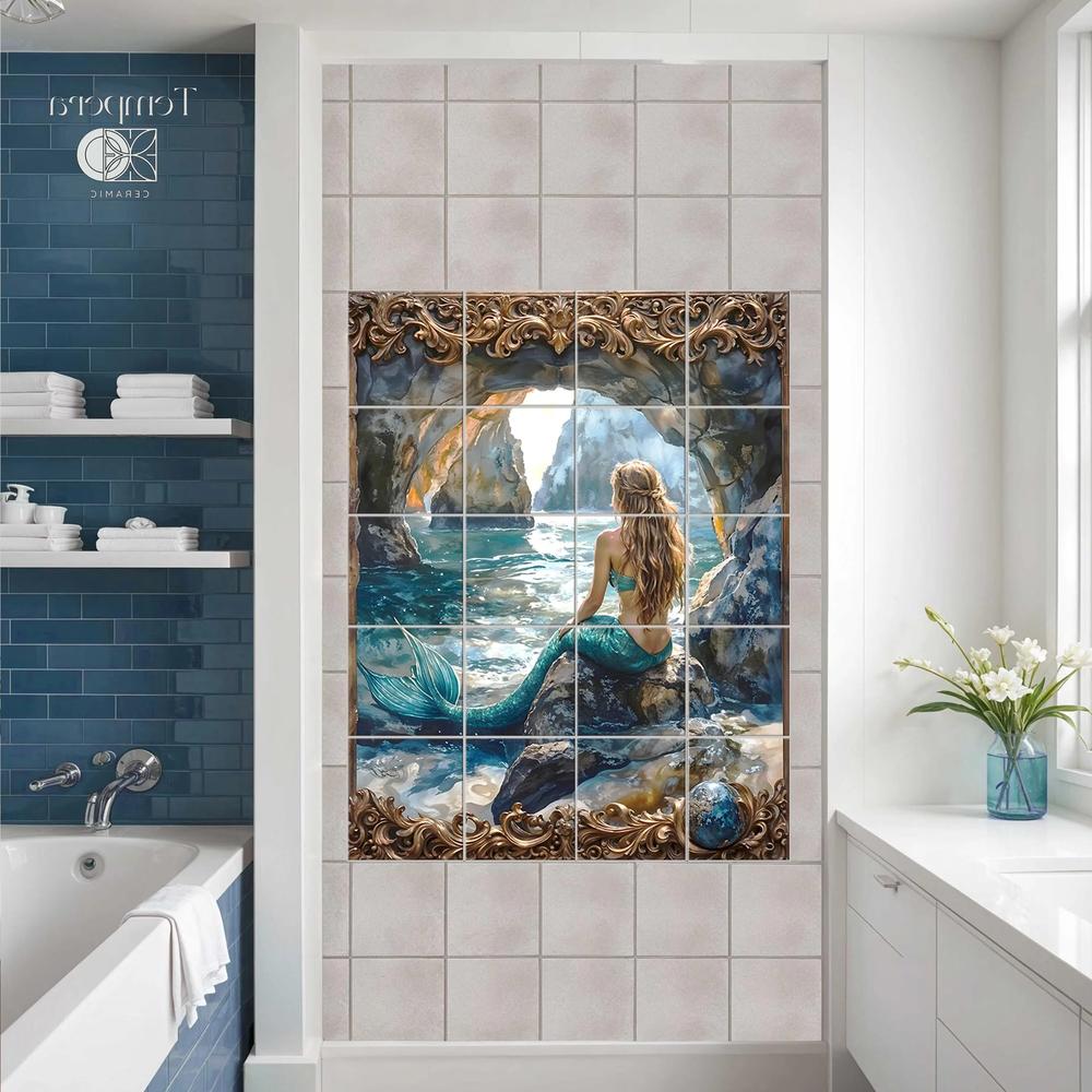 Enchanting bathroom with mermaid mural as a focal point