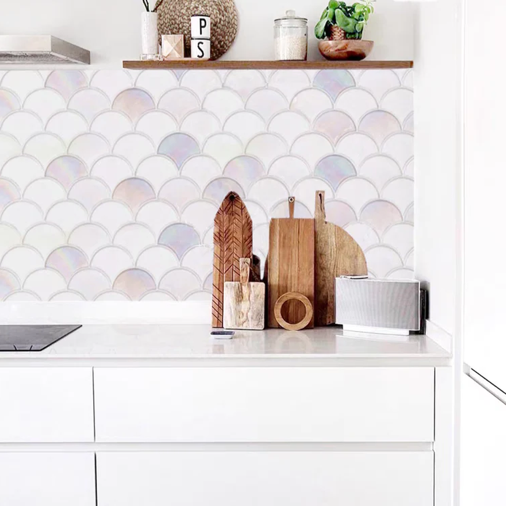 Stylish bathroom combining modern features and warm accents