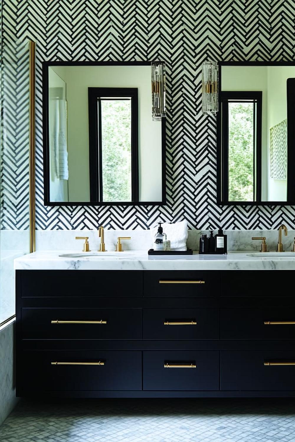 Baño Moderno y Geométrico con Estilo Refinado