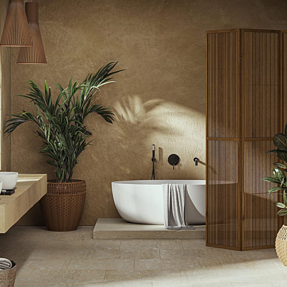 Baño sereno con enfoque en la naturaleza