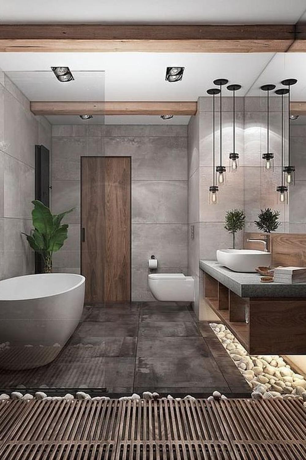 Baño zen moderno: diseño minimalista y paleta neutra