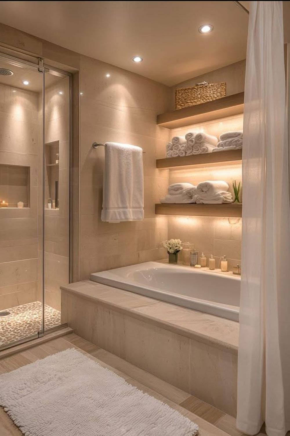 Baño zen con estilo sutil y elegante