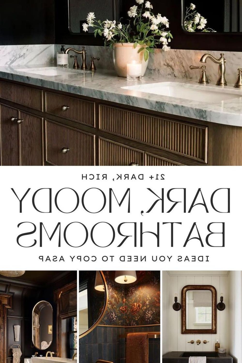 Bathroom design with dark blue tones and elegant fixtures