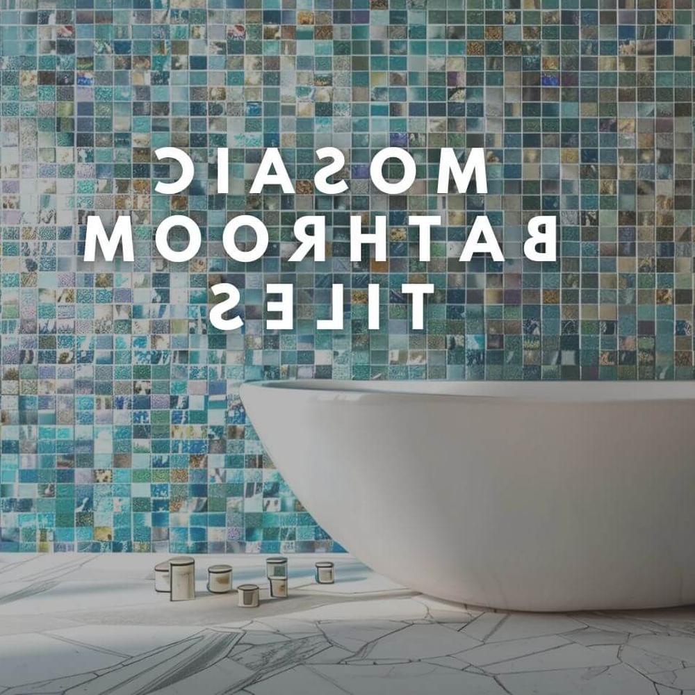 Baño tropical con mosaico vibrante