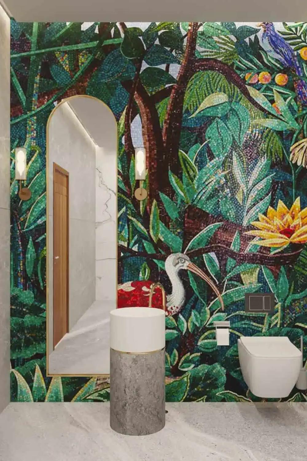 Baño moderno con mosaico acuático