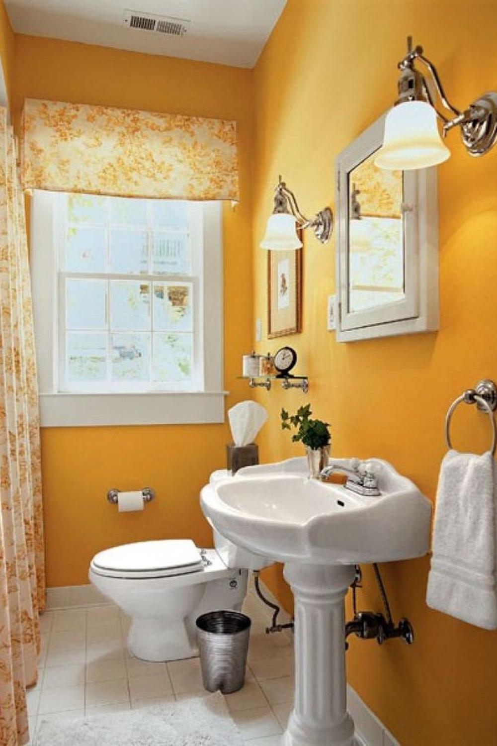 A cheerful bathroom featuring vibrant colors, contemporary fixtures, and natural beauty.