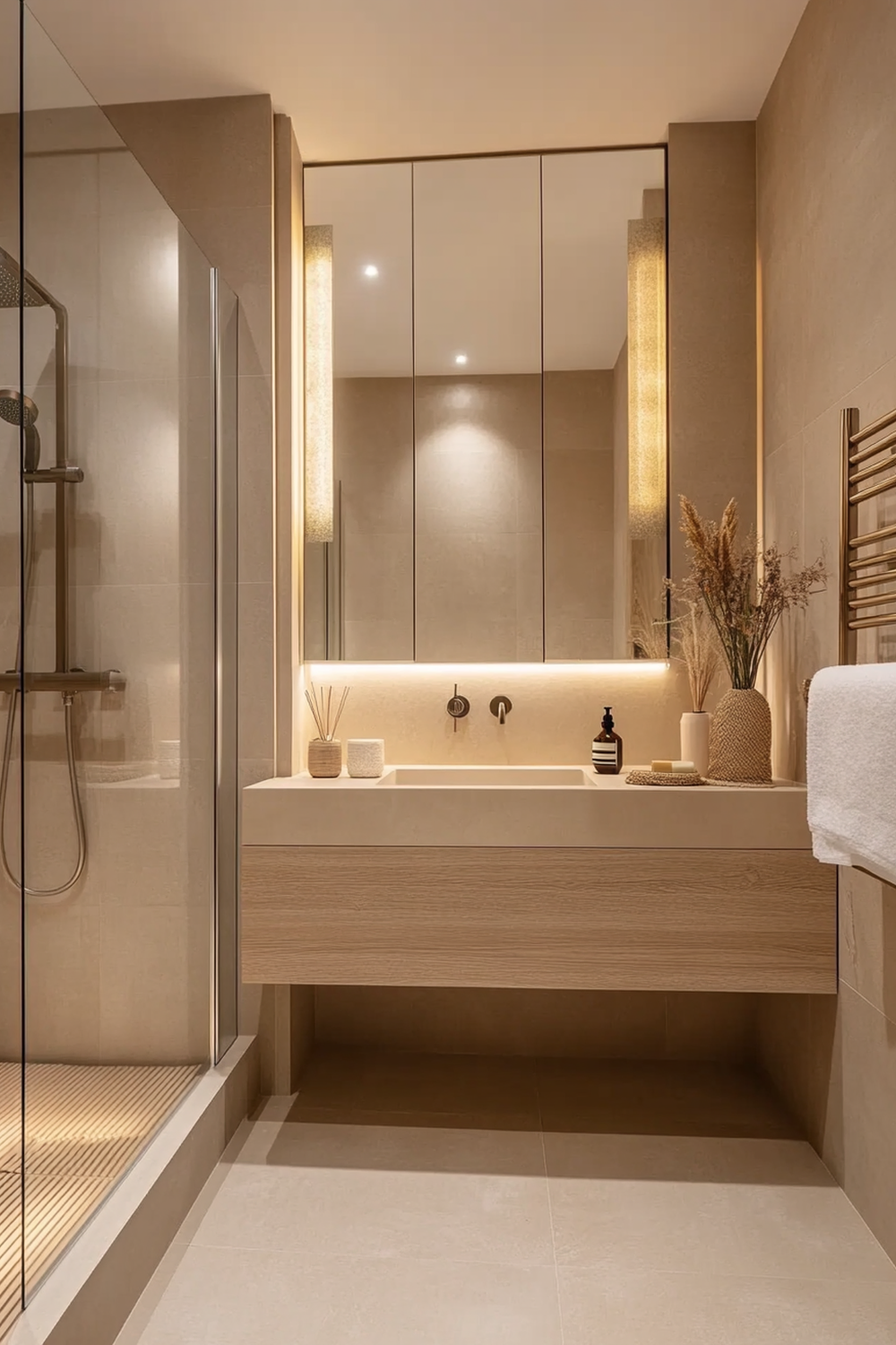 Diseño de baño orgánico con sencillez y calidez