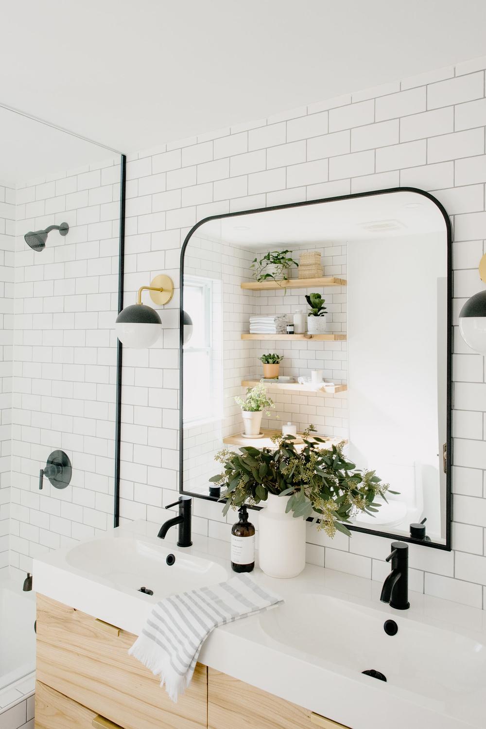 Timeless organic modern bathroom with natural influences and serene ambiance