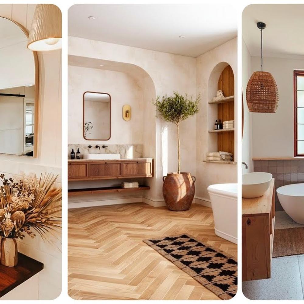 Harmony of modern and organic bathroom elements in a stylish layout