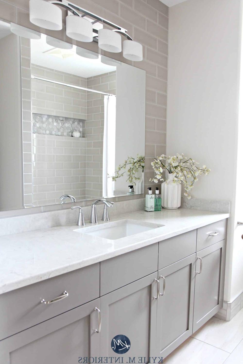 Playful bathroom design featuring texture and depth in a pearl gray palette