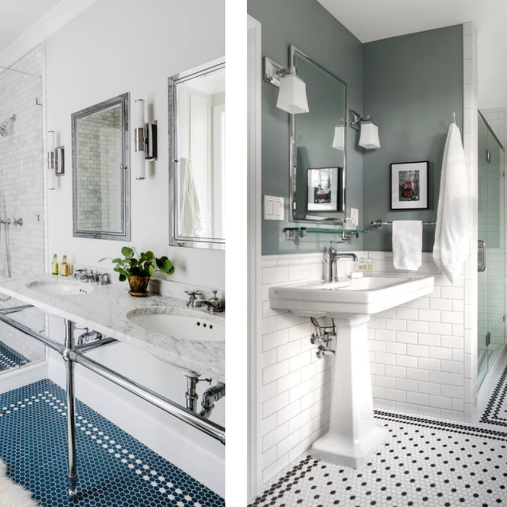 Penny Tile Flooring: Azul vibrante en un ambiente moderno