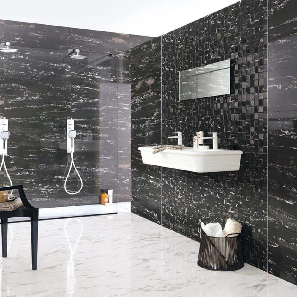 Elegant bathroom showcase featuring rock tiles with a stylish modern design for a luxurious bath.