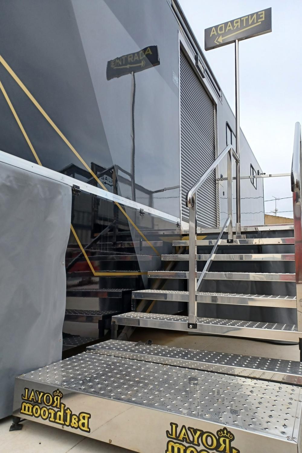 Sleek modern mobile bathroom facility