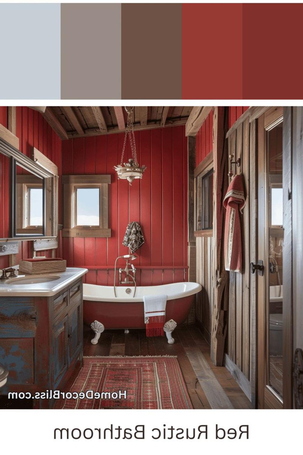 Rustic bathroom seamlessly blending modern comfort with traditional charm.