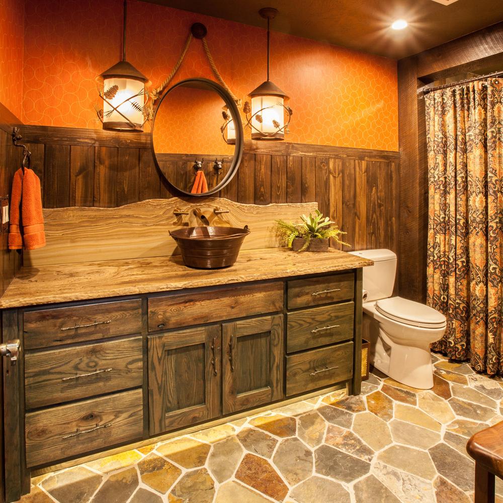 Thoughtfully designed rustic bathroom inviting creativity and relaxation.