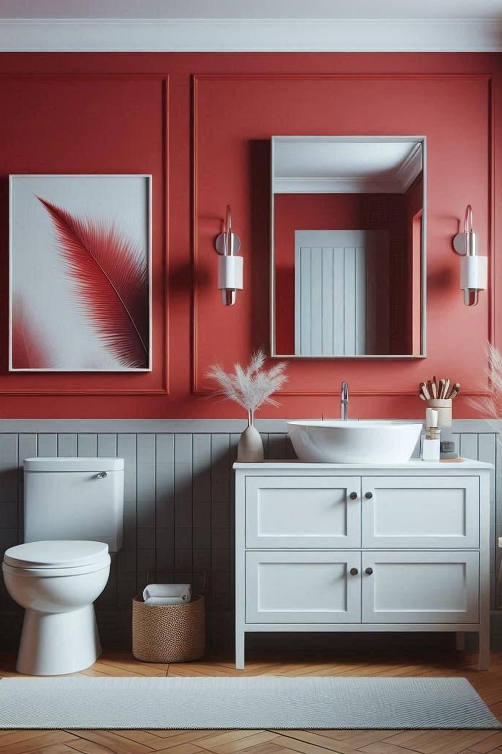 Rustic bathroom exuding effortless style paired with cozy touches.