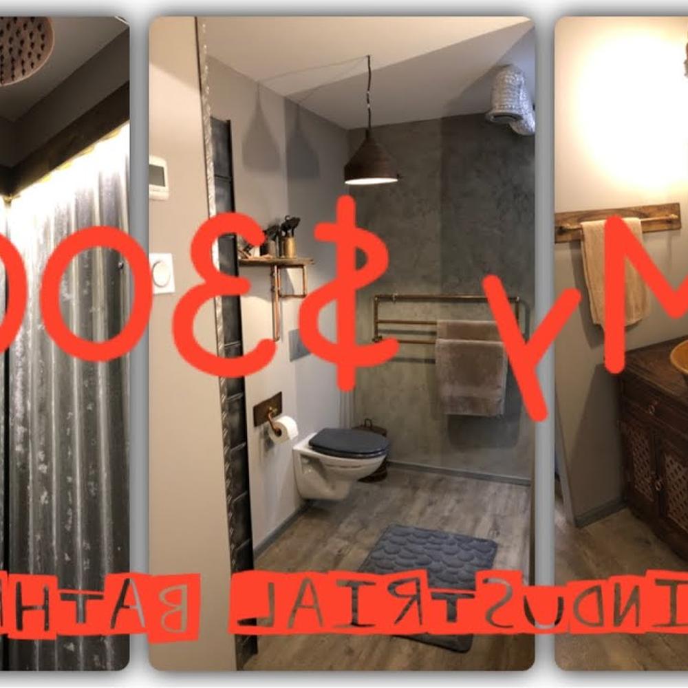 A rustic bathroom corner with a strong personality created by metal and wood accents.