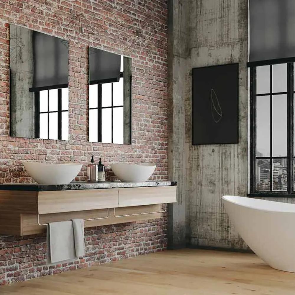 Baño ecléctico que inspira creatividad.