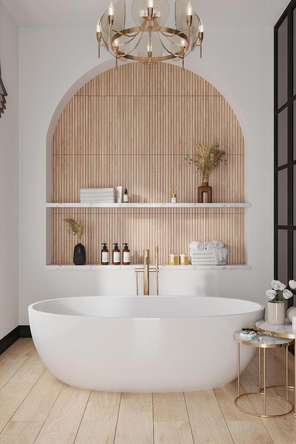 Baño rústico con detalles contemporáneos