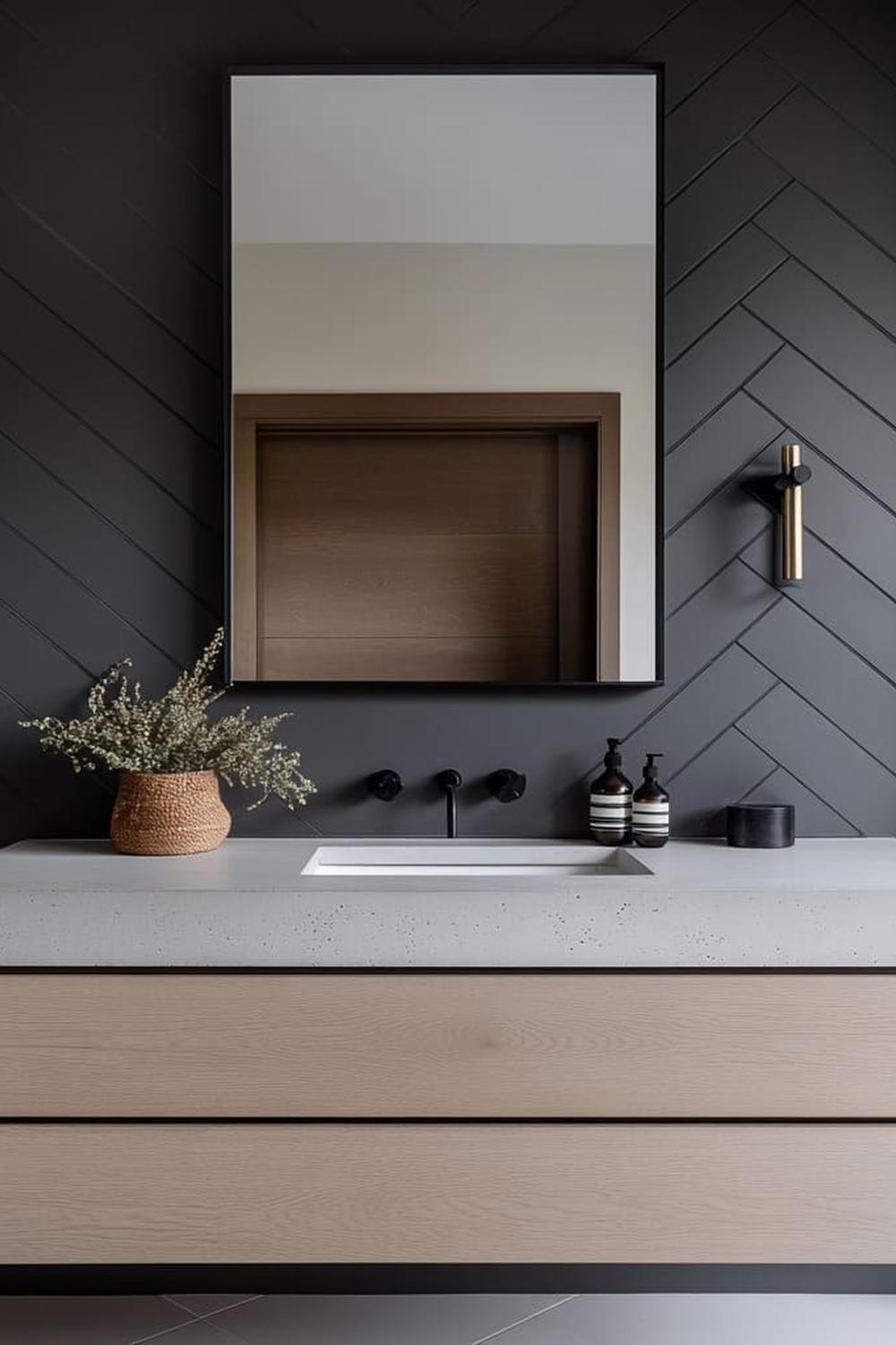 Transitional bathroom space featuring thoughtful touches.