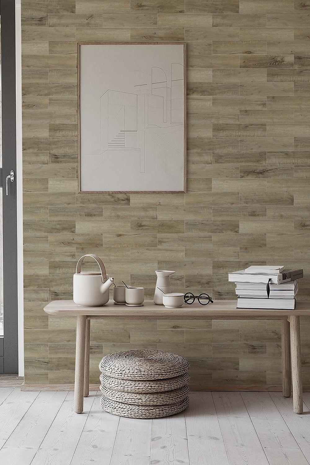 Calm bathroom approach featuring natural elements.