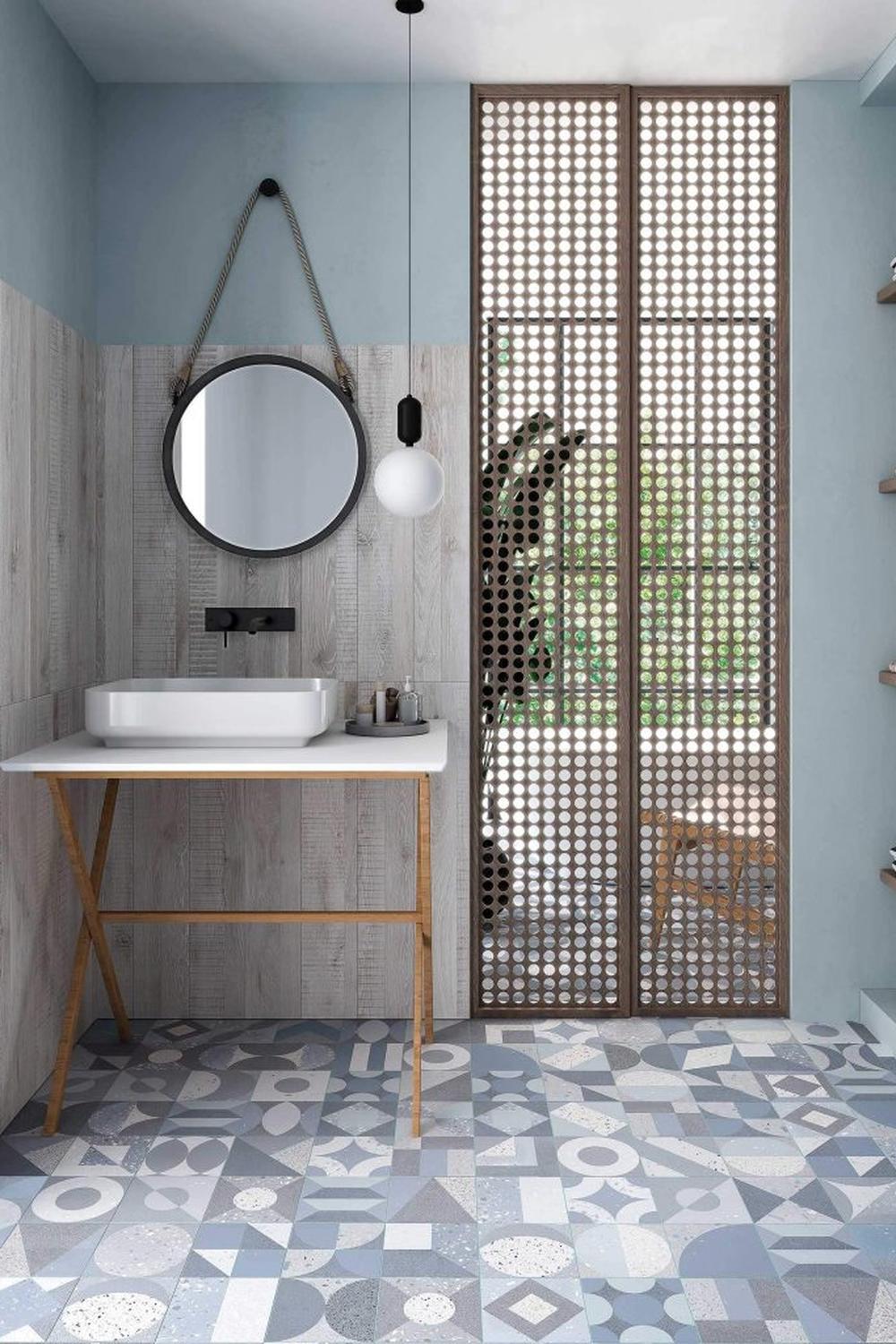 Harmonious bathroom with textures and timeless appeal
