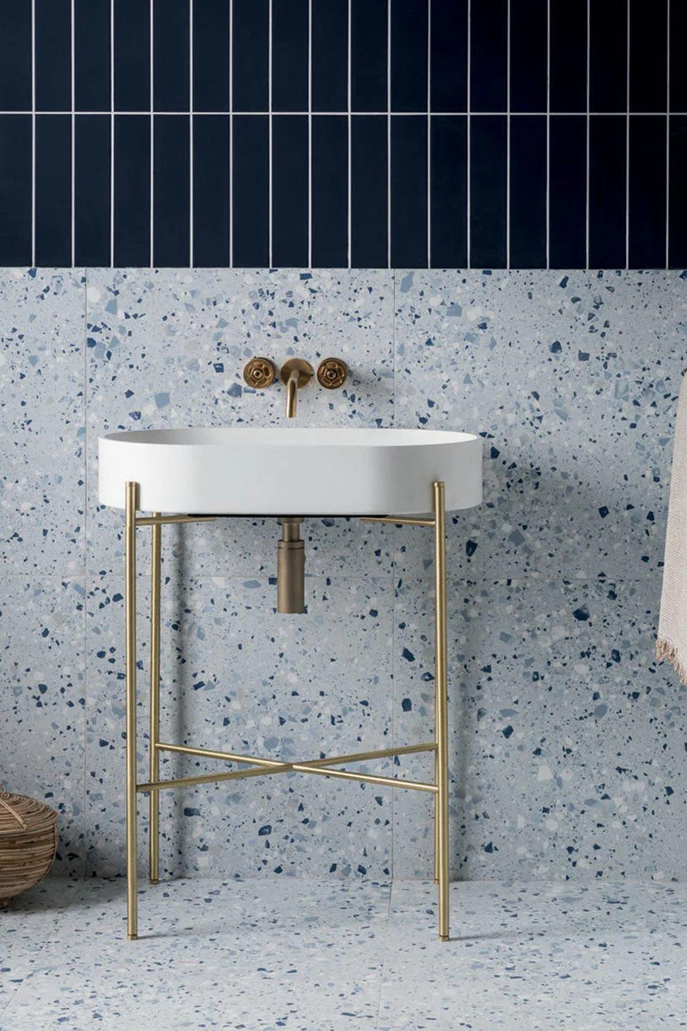 Stylish bathroom design featuring harmonized elements with terrazzo accents.