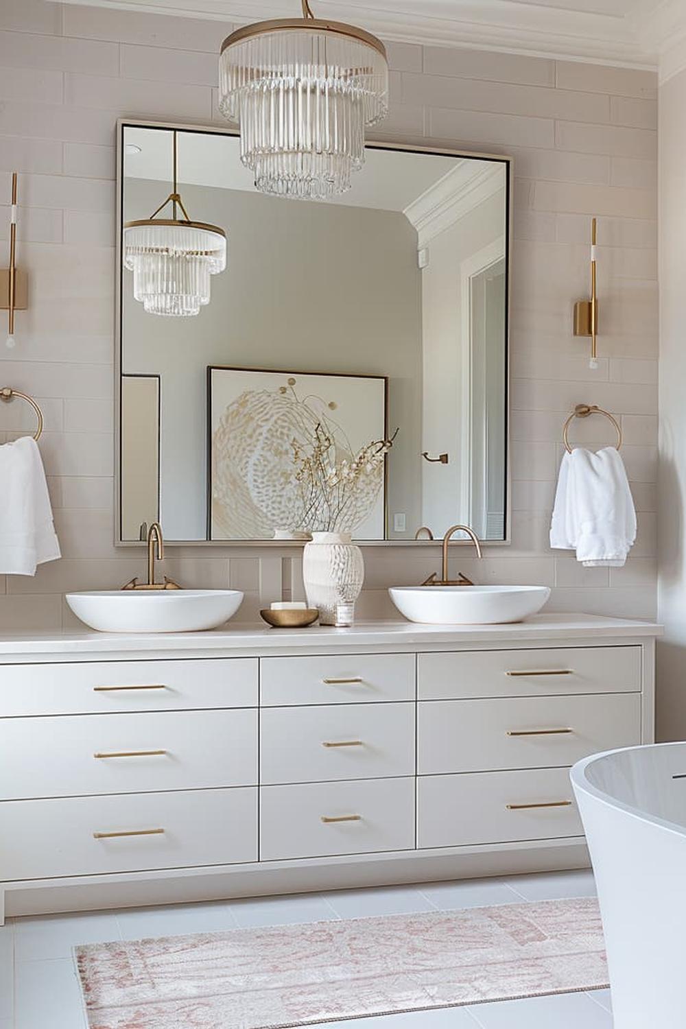 Harmonious bathroom design integrating nature emphasizes tranquility through simple lines and an uncluttered feel.