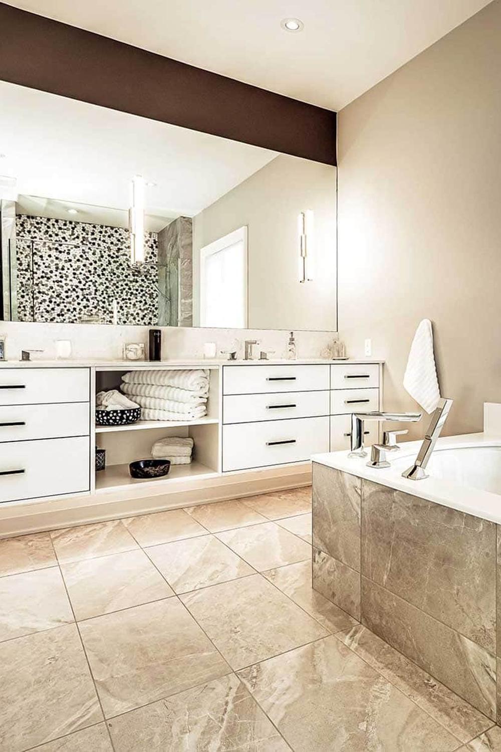Bright, ethereal bathroom designs highlighting modern elegance through simplicity and practicality for daily enjoyment.