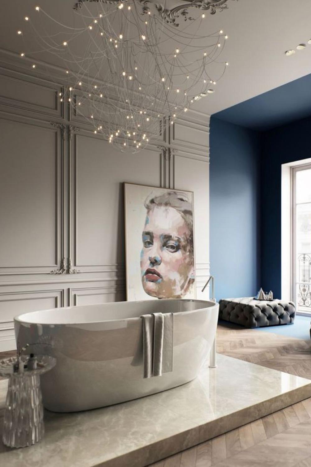 Baño contemporáneo con piezas vintage.