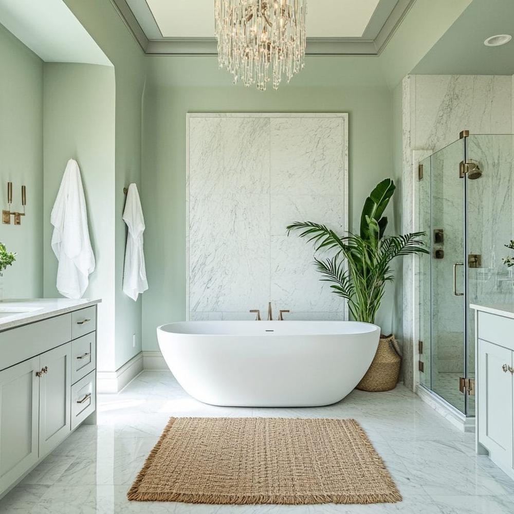 Baño contemporáneo con azulejos y bañera moderna
