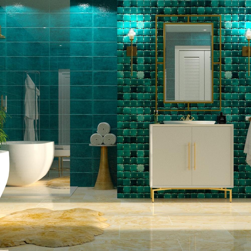 Baño acogedor con azulejos vibrantes y detalles artísticos