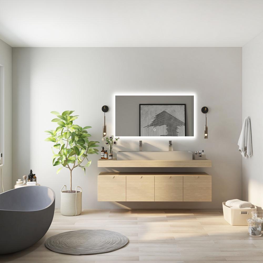 Baño wabi-sabi con mueble flotante y diseño contemporáneo.