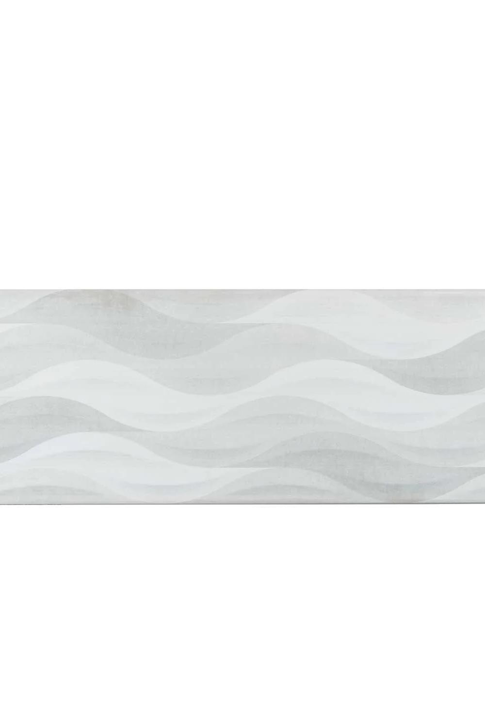 Azulejos suaves en tonos gris con un diseño ondulado.