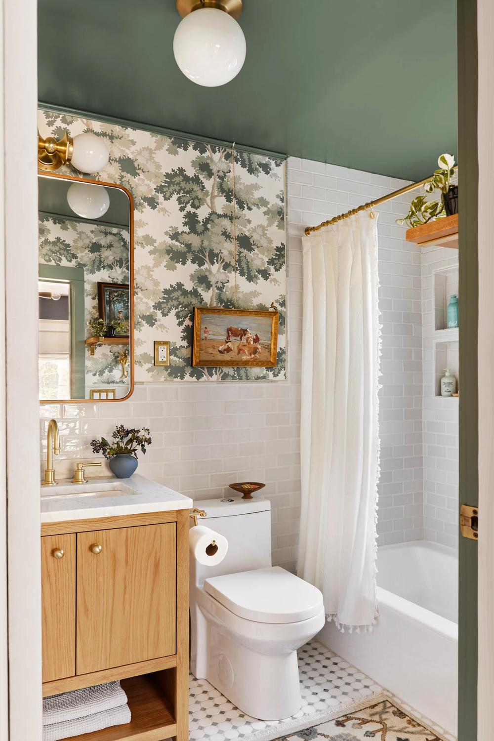 Nature-Inspired Bathroom with Soft Subtle Elements and Vintage Flairs