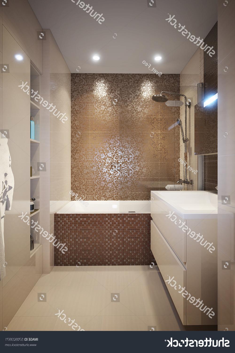 A modern bathroom showcasing elegant floral patterns against a backdrop of sleek white fixtures.