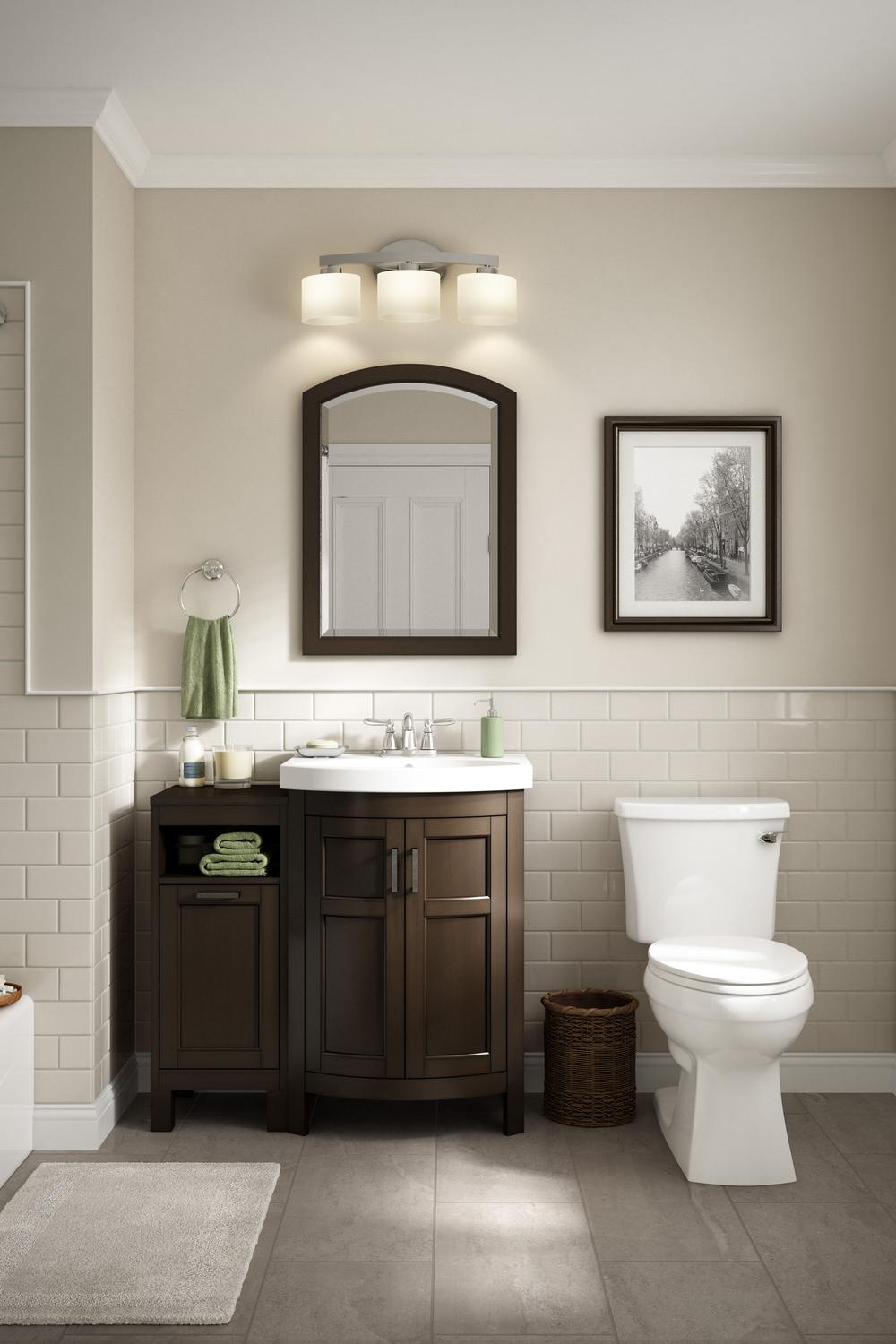 A refined minimalistic bathroom exemplifying soft elegance through simple design choices.