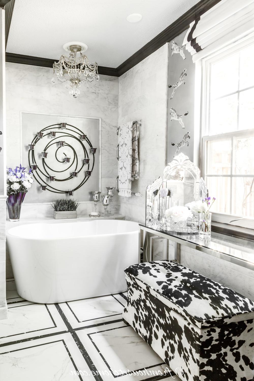 Modern bathroom with creative storage solutions