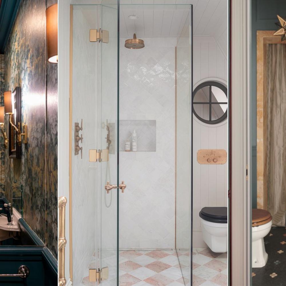 Three distinct small bathrooms with creative designs