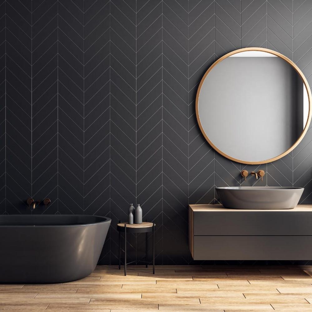 Baño minimalista con ocio y estilo